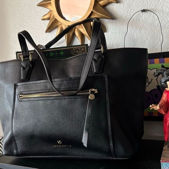 Liz Claiborne Black tote bag with gold zipper - Picture 4 of 6